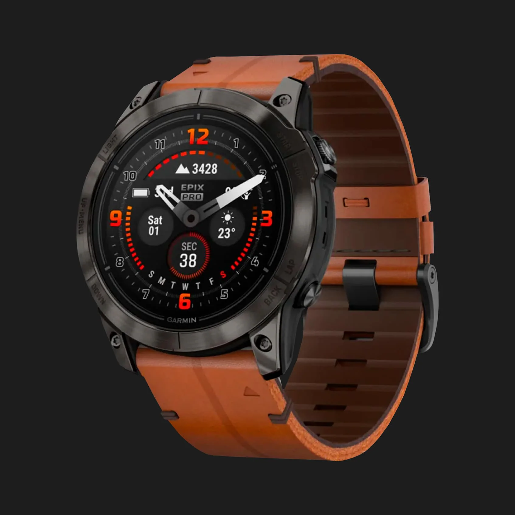 Garmin Epix Pro (Gen 2) Sapphire 51mm Carbon Gray DLC Titanium with Brown Leather Band