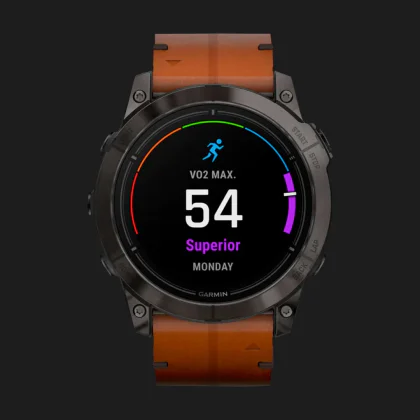 Garmin Epix Pro (Gen 2) Sapphire 51mm Carbon Gray DLC Titanium with Brown Leather Band в Коломиї