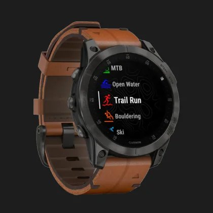 Garmin Epix (Gen 2) Sapphire Black Titanium with Chestnut Leather Band в Нетішині