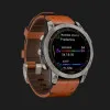 Garmin Fenix 7 Sapphire Solar Titanium with Chestnut Leather Band