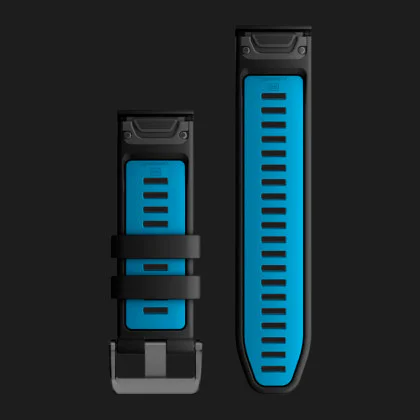 Ремешок Garmin 26mm QuickFit Watch Bands Black/Cirrus Blue Silicone (010-13281-05) во Львове