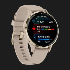 Garmin Venu 3S Soft Gold Stainless Steel Bezel with French Gray Case and Silicone Band в Бердичеві