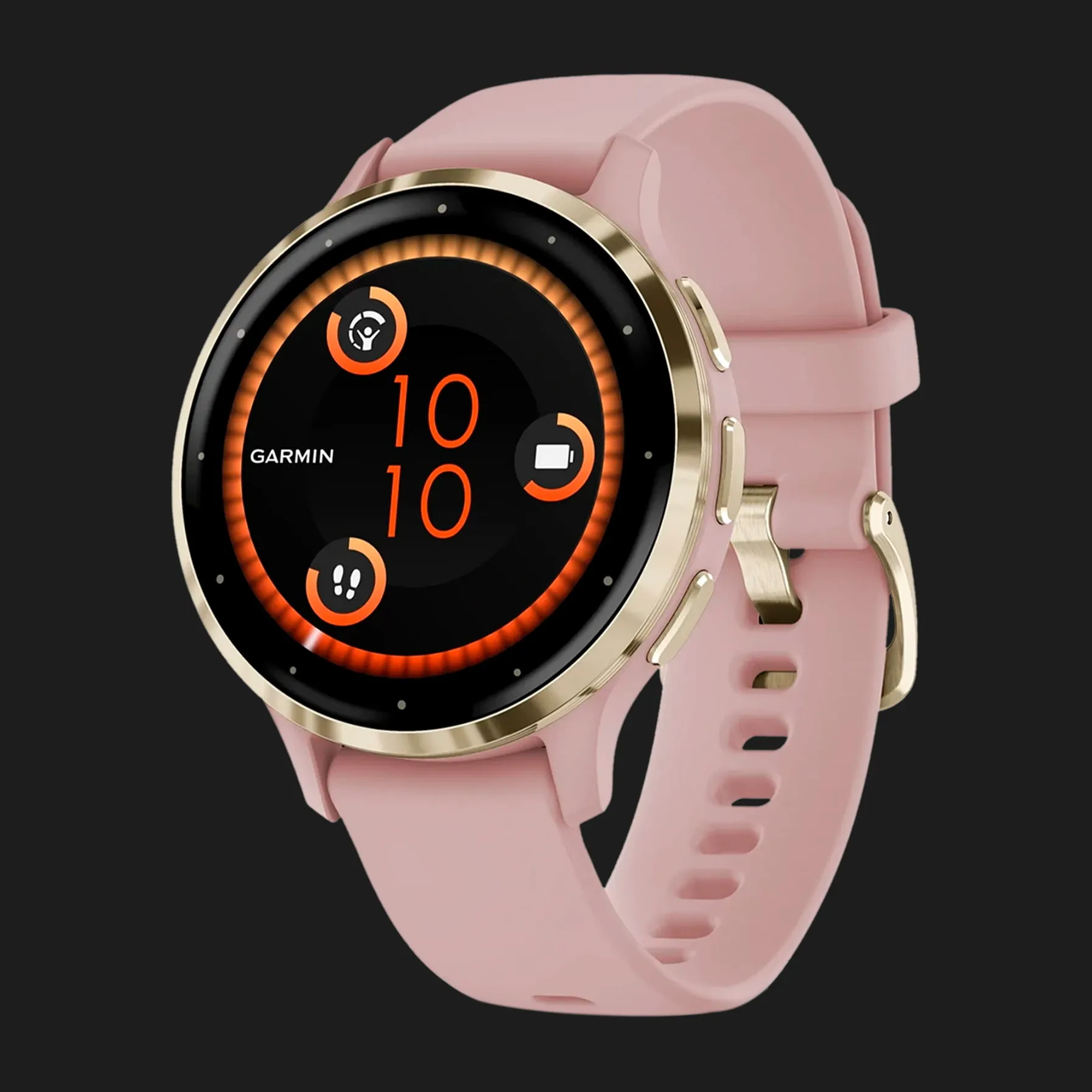 Garmin Venu 3S Soft Gold Stainless Steel Bezel with Dust Rose Case and Silicone Band