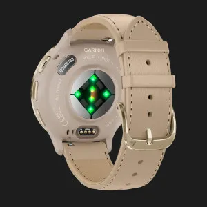 Garmin Venu 3S Soft Gold Stainless Steel Bezel with French Gray Case and Leather Band в Бердичеві