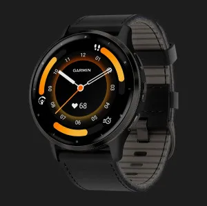 Garmin Venu 3 Slate Stainless Steel Bezel with Black Case and Black Leather Band в Бердичеве