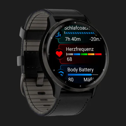 Garmin Venu 3 Slate Stainless Steel Bezel with Black Case and Black Leather Band в Камянце - Подольском