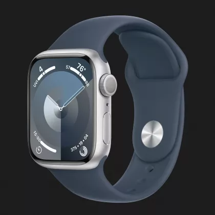 Apple Watch Series 9 41mm Silver Aluminum Case with Storm Blue Sport Band S/M (MR903) в Дубно