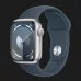 Apple Watch Series 9 41mm Silver Aluminum Case with Storm Blue Sport Band S/M (MR903)