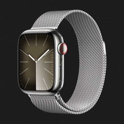Apple Watch Series 9 41mm GPS + LTE, Silver Stainless Steel Case with Silver Milanese Loop (MRJ43)