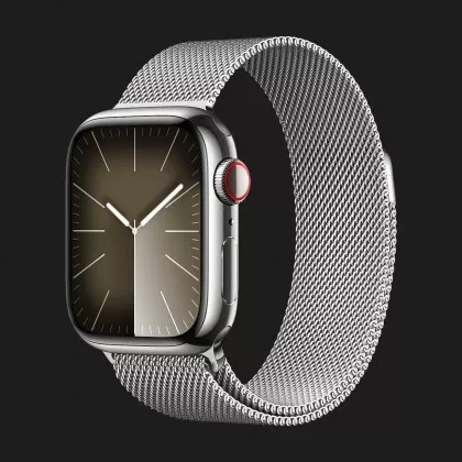 Apple Watch Series 9 41mm GPS + LTE, Silver Stainless Steel Case with Silver Milanese Loop (MRJ43) в Каменском