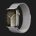 Apple Watch Series 9 45mm GPS + LTE, Silver Stainless Steel Case with Silver Milanese Loop (MRMQ3)