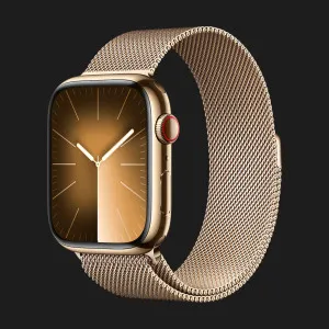 Apple Watch Series 9 45mm GPS + LTE, Gold Stainless Steel Case with Gold Milanese Loop (MRMU3)
