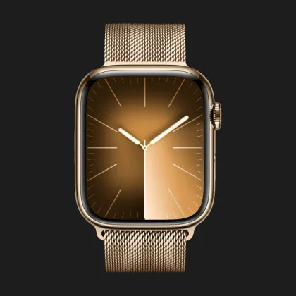 Apple Watch Series 9 45mm GPS + LTE, Gold Stainless Steel Case with Gold Milanese Loop (MRMU3)