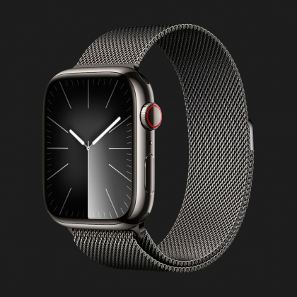 Apple Watch Series 9 45mm GPS + LTE, Graphite Stainless Steel Case with Graphite Milanese Loop (MRMX3) в Хусті