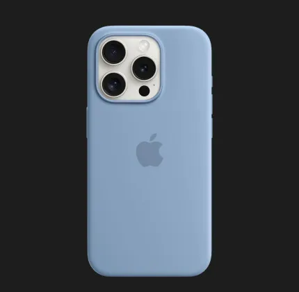 Оригинальный чехол Apple Silicone Case with MagSafe для iPhone 15 Pro Max (Winter Blue) (MT1Y3)