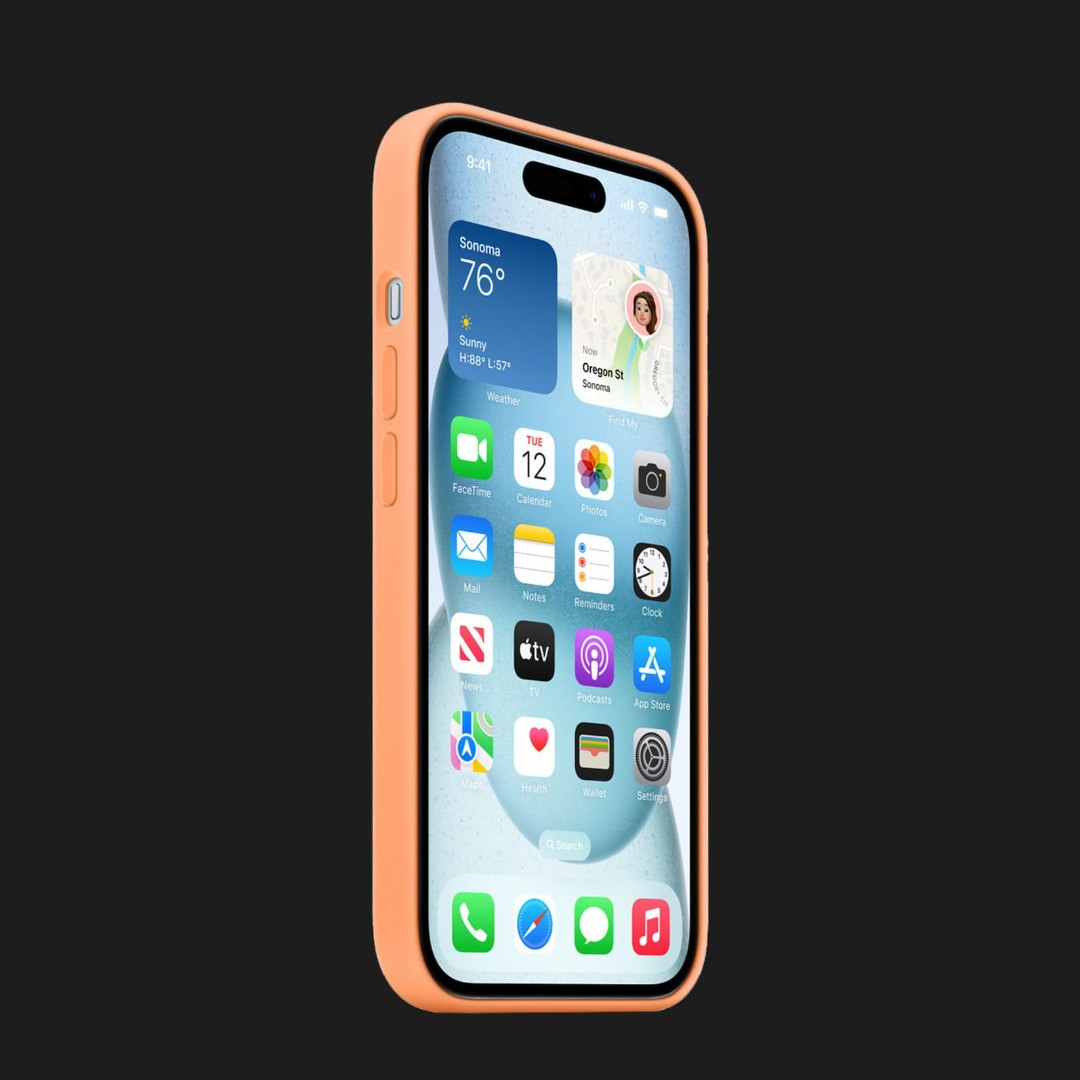 Оригінальний чохол Apple Silicone Case with MagSafe для iPhone 15 (Orange Sorbet) (MT0W3)