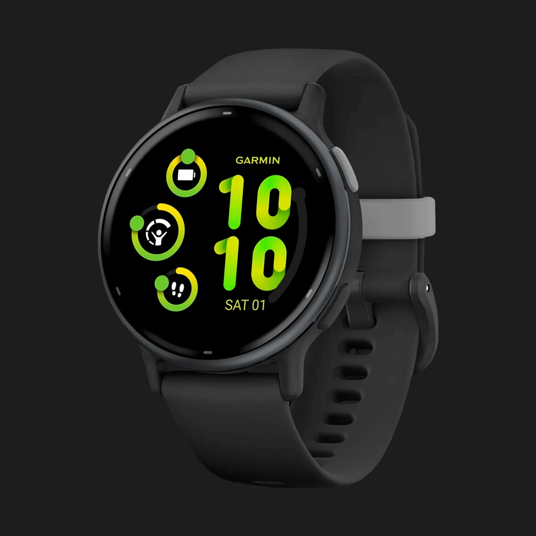 Garmin Vivoactive 5 Slate Aluminum Bezel with Black Case and Silicone Band