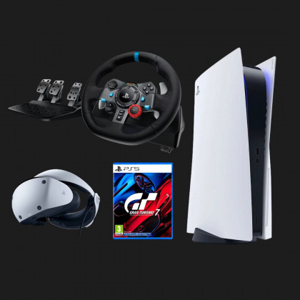 Ігрова приставка Sony PlayStation 5 (BluRay) + Gran Turismo 7 + Кермо Logitech G29 + VR2