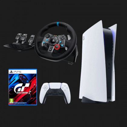 Ігрова приставка Sony PlayStation 5 (BluRay) + Gran Turismo 7 + Кермо Logitech G29