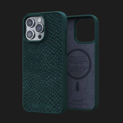 Чохол Elements Njord Salmon Leather MagSafe Case для iPhone 15 Pro (Dark Green)