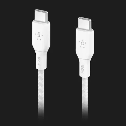 Кабель Belkin Braided USB-C 100W 2m (White) в Києві