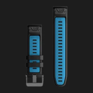 Ремінець Garmin 22mm QuickFit Black/Cirrus Blue Silicone (010-13280-05)