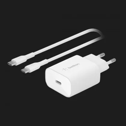 Блок живлення Belkin Home Charger 25W USB-C PD з кабелем USB-С > USB-C, 1m, PVC (White) в Нетішині