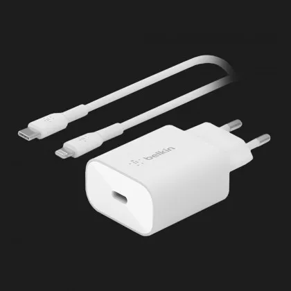 Блок питания Belkin Home Charger USB-C 25W PD с кабелем USB-С > Lightning, 1m, PVC (White) в Новом Роздоле