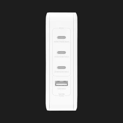 Блок живлення Belkin Home Charger 140W 3хUSB-С GAN PD PPS, USB-A (White) в Трускавці