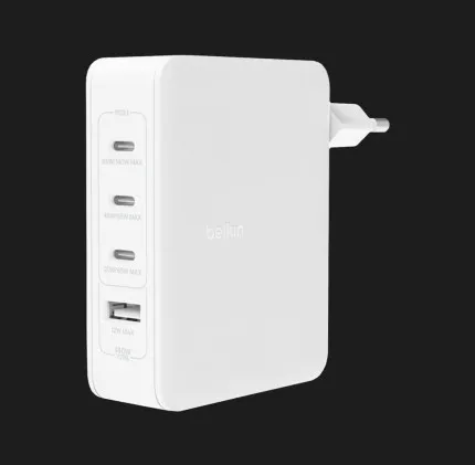 Блок питания Belkin Home Charger 140W 3хUSB-C GAN PD PPS, USB-A (White)