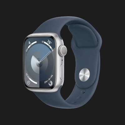 б/у Apple Watch Series 9 41mm Silver Aluminum Case with Storm Blue Sport Band S/M (MR903) Калуше