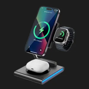 Беспроводная зарядка WiWU Wi-W023 3in1 Wireless Charger (Black) в Хмельницком