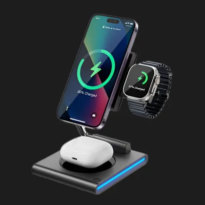 Беспроводная зарядка WiWU Wi-W023 3in1 Wireless Charger (Black) в Сумах