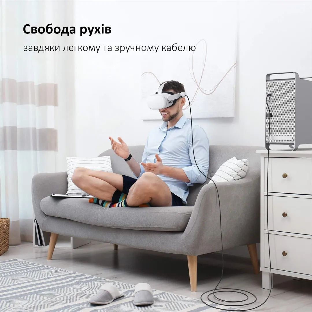 Кабель KIWI USB-A to USB-C with clips для Oculus Quest 3 (Black)