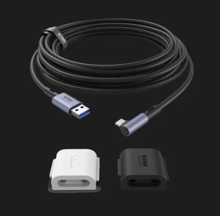 Кабель KIWI USB-A to USB-C with clips для Oculus Quest 3 (Black)