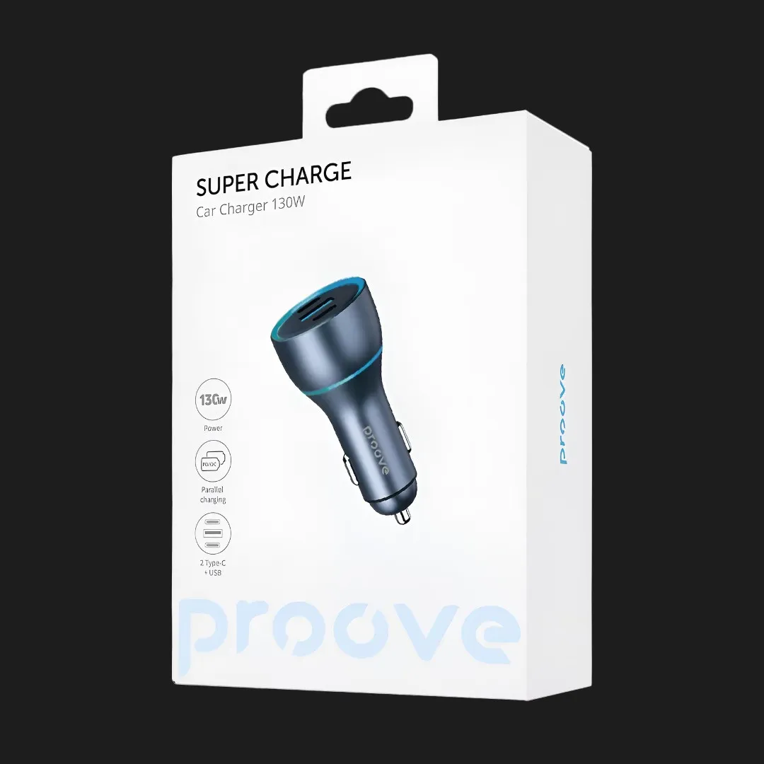 Автомобільний зарядний пристрій Proove Super Charge 130W (2 Type-C + USB) (Blue)