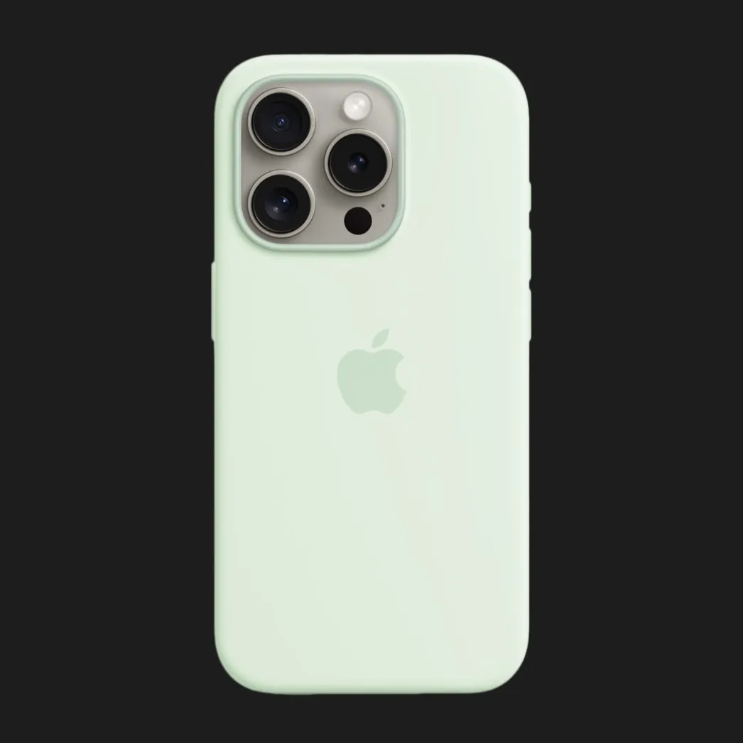 Оригінальний чохол Apple Silicone Case with MagSafe для iPhone 15 Pro (Soft Mint) (MWNL3)