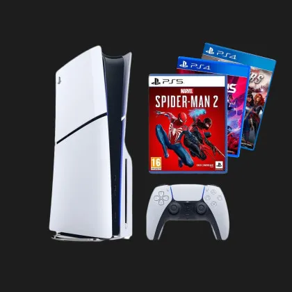 Игровая консоль Sony PlayStation 5 Slim (BluRay) + Spider-Man 2 + Avengers + Guardians of the Galaxy