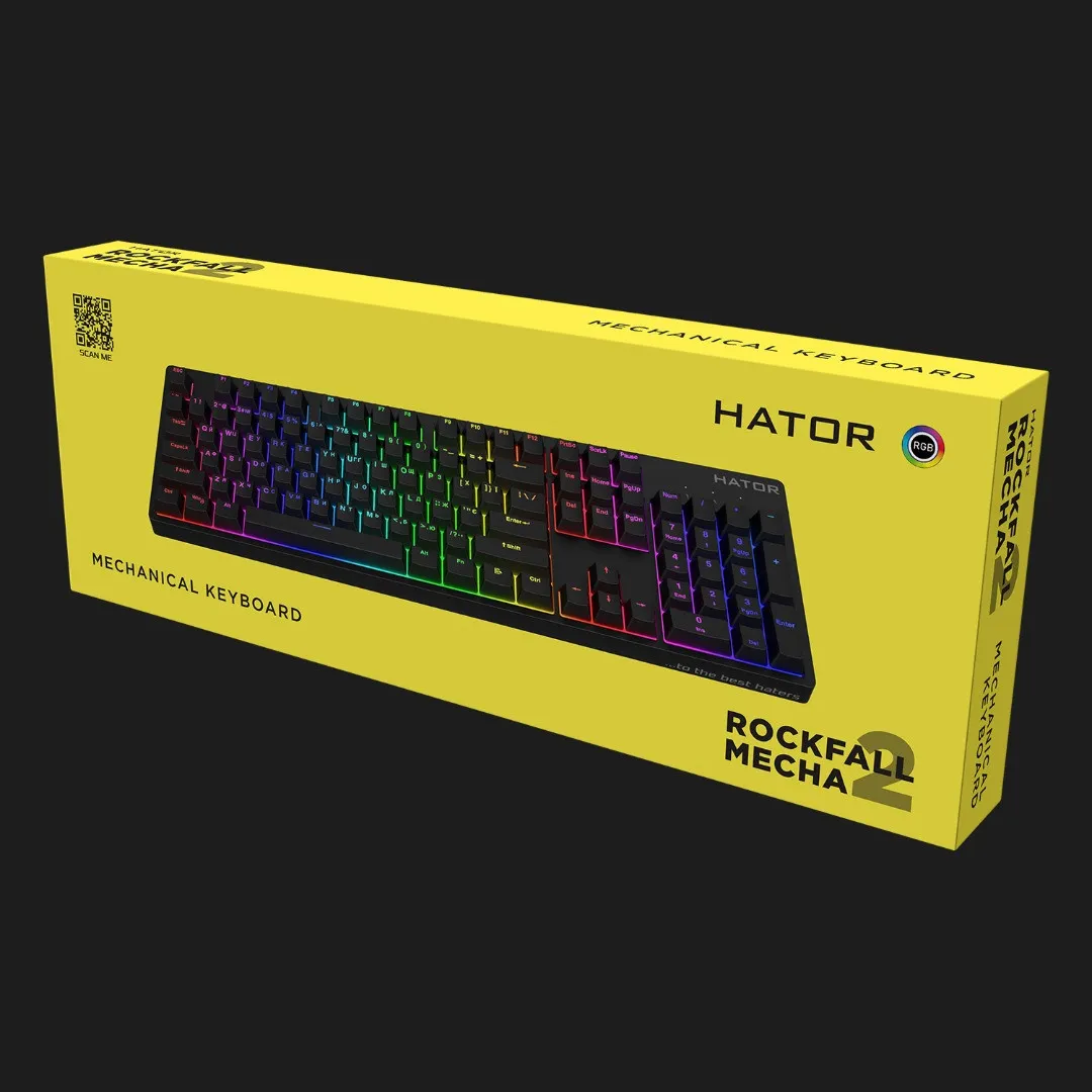 Клавіатура ігрова HATOR Rockfall 2 Mecha orange (Black) (HTK-710)
