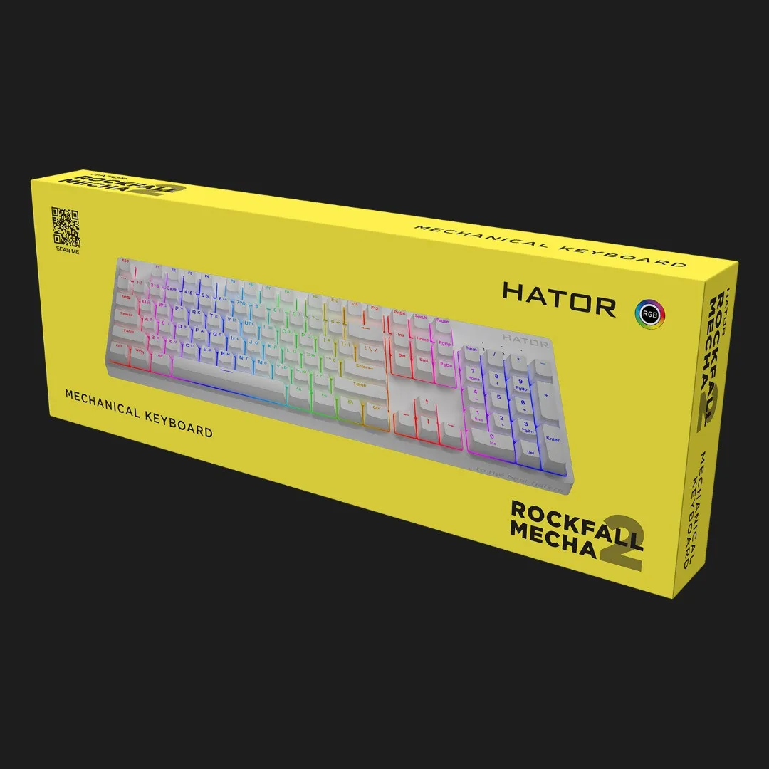 Клавіатура ігрова HATOR Rockfall 2 Mecha orange (White) (HTK-711)