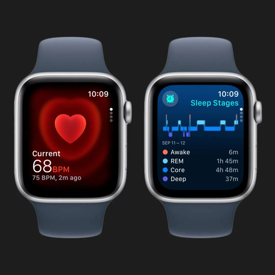 Apple Watch SE 2 40mm Silver Aluminum Case with Storm Blue Sport Band S M MRE13