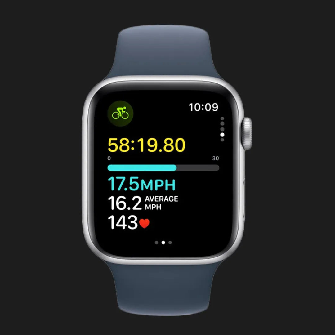 Apple Watch SE 2 40mm Silver Aluminum Case with Storm Blue Sport Band (M/L) (MRE23) 2023