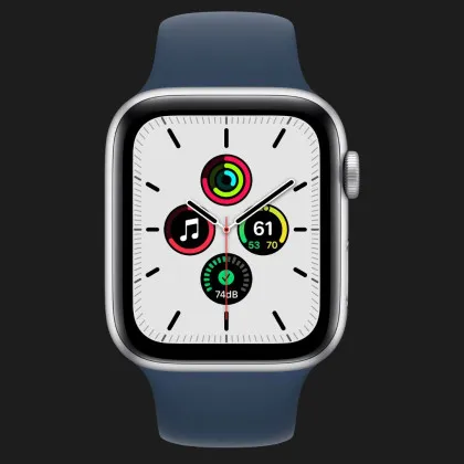 Apple Watch SE GPS + LTE 44mm Silver Aluminum Case with Abyss Blue Sport Band (MKRY3) в Харькове