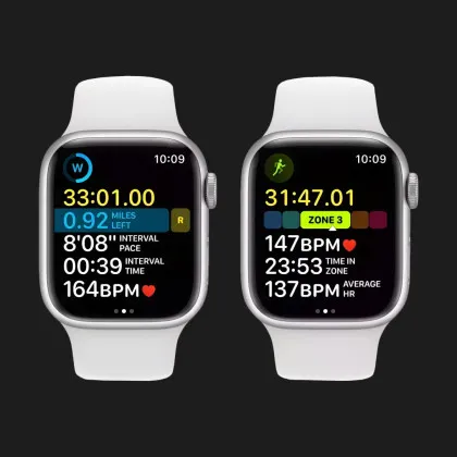 Apple Watch Series 8 45mm Silver Aluminum Case with White Sport Band (MP6N3) в Новом Роздоле