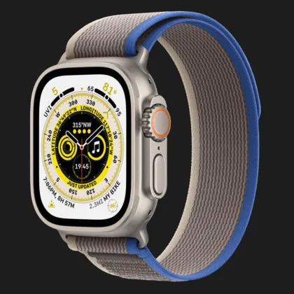 Apple Watch Ultra 49mm GPS + LTE Titanium Case with Blue/Gray Trail Loop S/M (MNHL3/MNHE3)