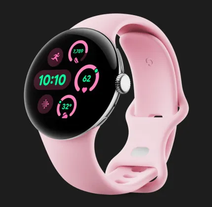 Cмарт-годинник Google Pixel Watch 3 41mm Wi-Fi Polished Silver Aluminum Case/Rose Quartz Active Band