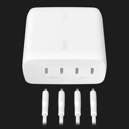 Блок живлення Belkin 200Вт 4хUSB-С GAN PD PPS (White) в Києві