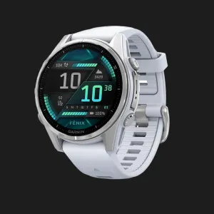 Garmin Fenix 8 43mm AMOLED Silver with Whitestone Silicone Band (Ultra)