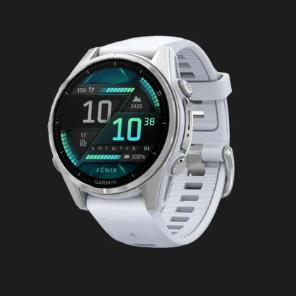 Garmin Fenix 8 43mm AMOLED Silver with Whitestone Silicone Band в Харькове