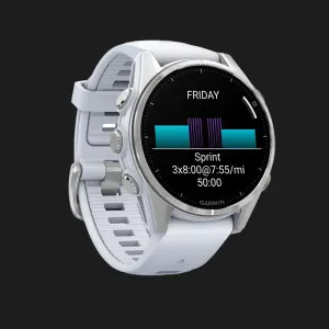Garmin Fenix 8 43mm AMOLED Silver with Whitestone Silicone Band (Ultra)